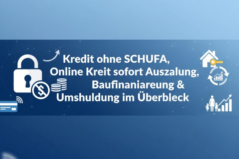 Kredit ohne SCHUFA, Online Kredit sofort Auszahlung, Baufinanzierung & Umschuldung im Überblick